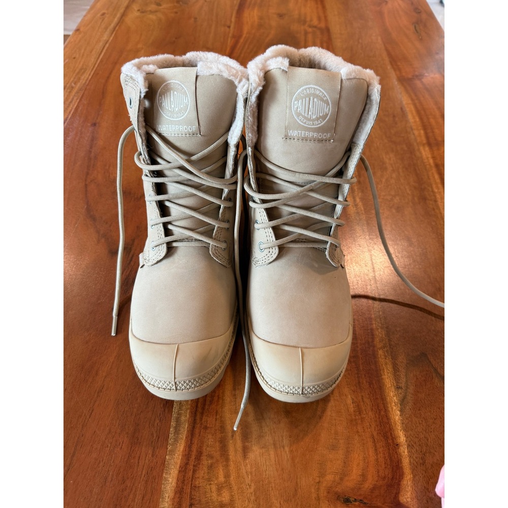 Palladium Men's Beige/Tan Sherpa-Lined Waterproof Lace-Up Boots